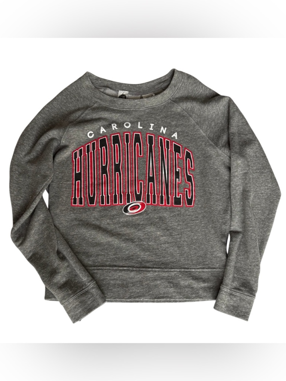 SM Women Cropped Gray Carolina Hurricanes Sweatshirt NHL Hockey Graphic Crewneck